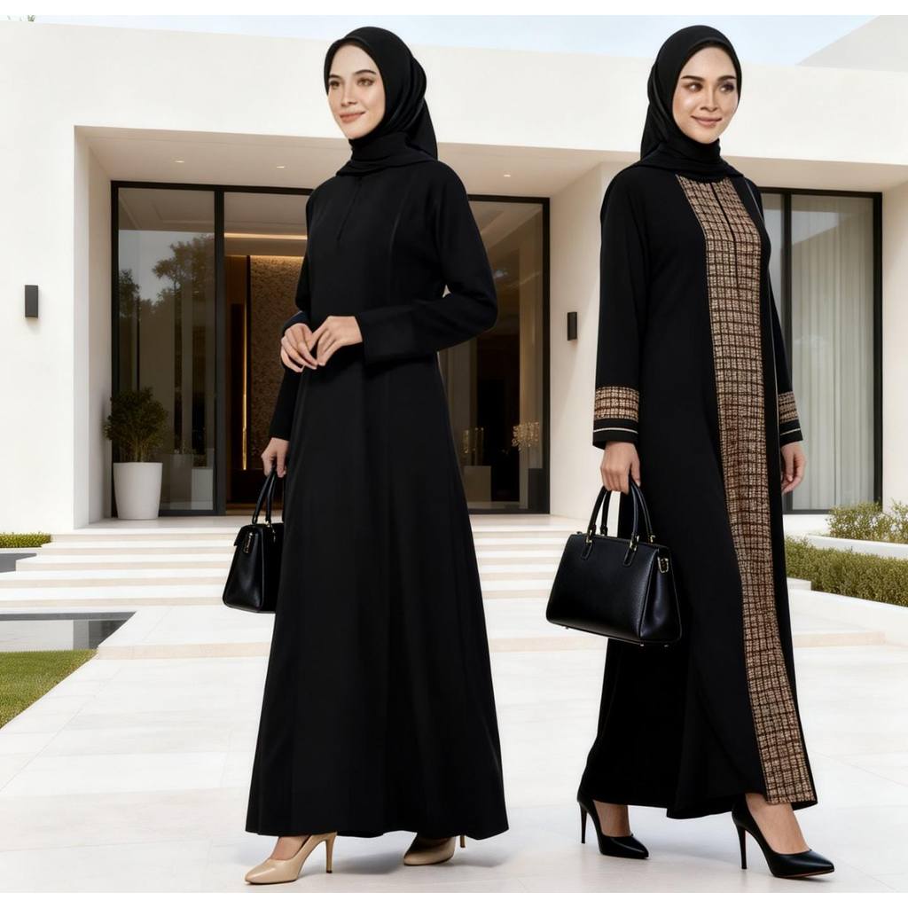 Indo Terata - Gamis Abaya Adiba Turkey Hitam Bordir Mewah Terbaru dan Elegan Dress Lebaran Busui Fri