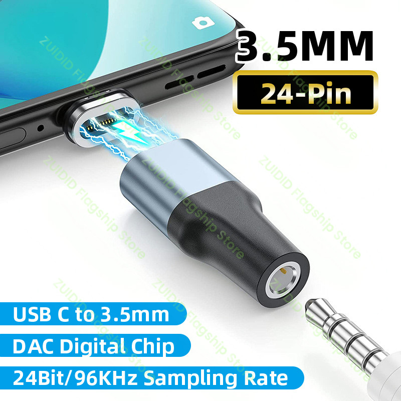 USB Type C to 3.5mm Earphone Magnetic Adapter Type C DAC gital Auo HiFi 3.5mm Jack Aux Converter For