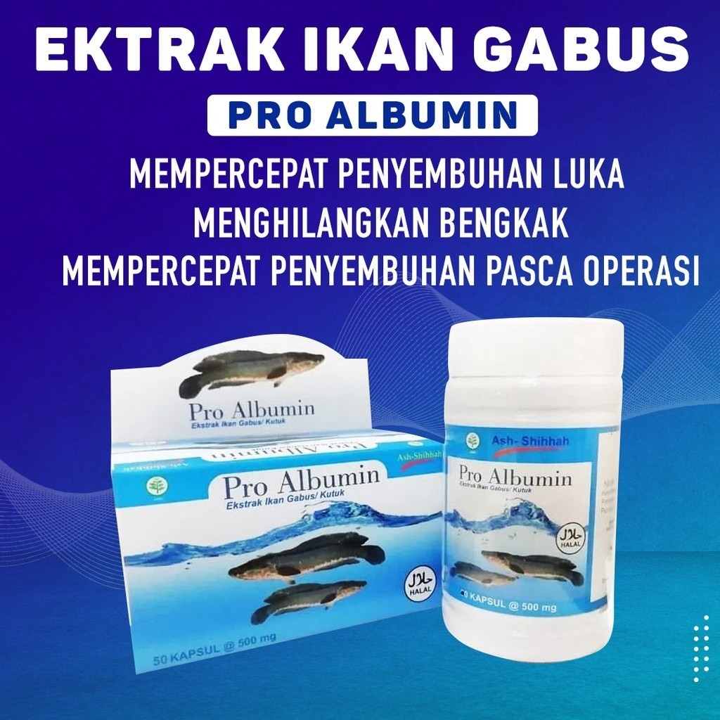 PRO ALBUMIN EKSTRAK IKAN GABUS 50 KAPSUL Obat Pra Operasi-PRO ALBUMIN OBAT LUKA  (50)