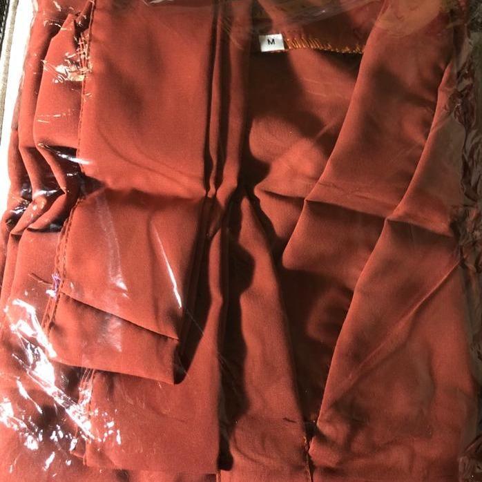 READY STOK Abaya basic (bukan inner outer)turki bahan premium | plus belt - MERAH BATA, M