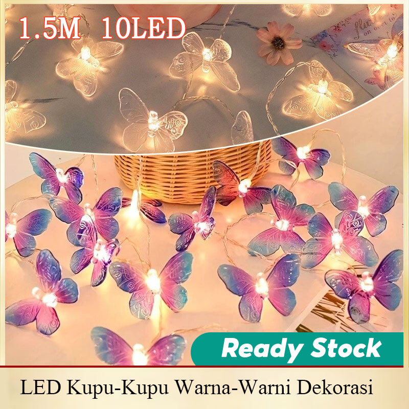 1.5M LED Kupu-Kupu Warna-Warni Dekorasi Dekorasi Ruangan Model Kupu Kupu Lampu Hiasan Taman Outdoor 