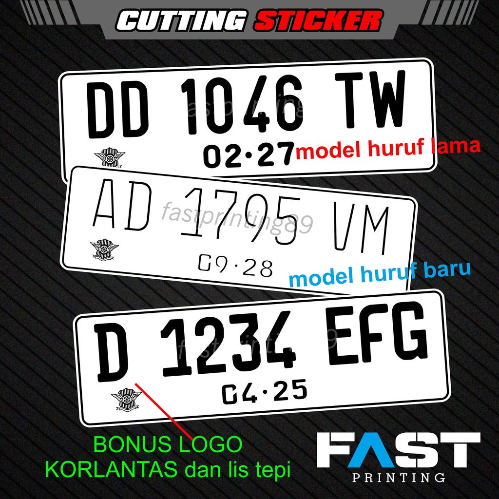 STICKER CUTTING ANGKA HURUF PLAT NOMOR MOBIL l PLAT NOMOR KENDARAAN MODEL HURUF LAMA & TERBARU l TER