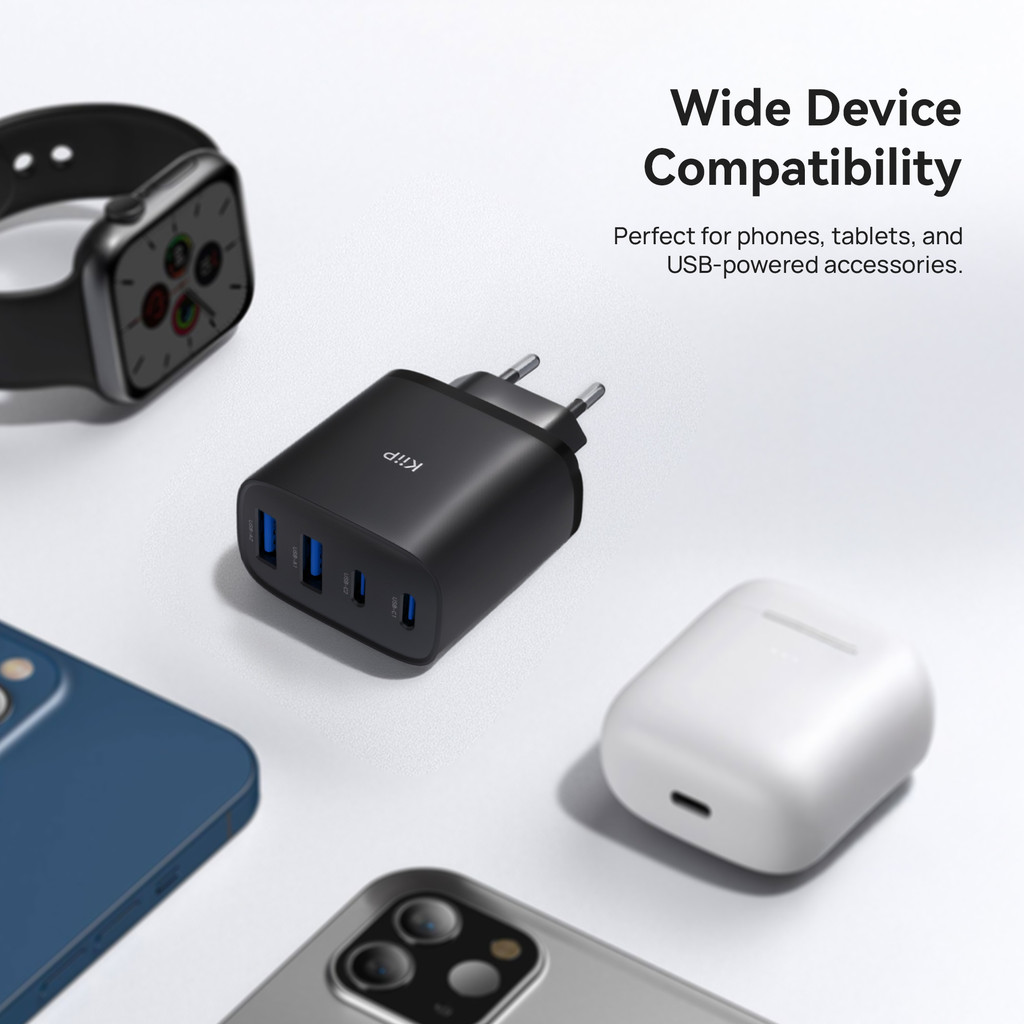 new kiip g40w charger adaptor gan 40w 4-port pd fast charging