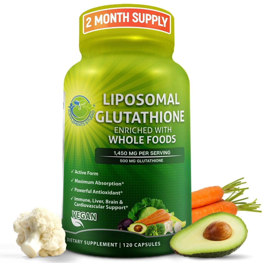 Liposomal GLUTATHIONE (L- Glutathione / REDUCED) 500Mg + WholeFoods 120 Cap Supplement Studio Origin