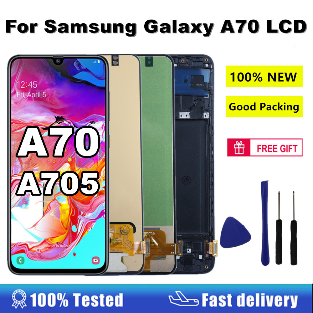 Super AMOLED A70 Screen For Samsung Galaxy A70 A705 A705F A705FD LCD splay gital Tou Screen with Fra