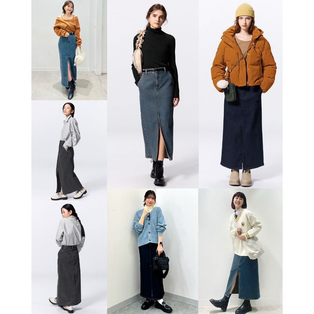 YONA.ID Rok Panjang Denim Wanita Stylish | Women's Fleece Lined Denim Skirt - GU-9560