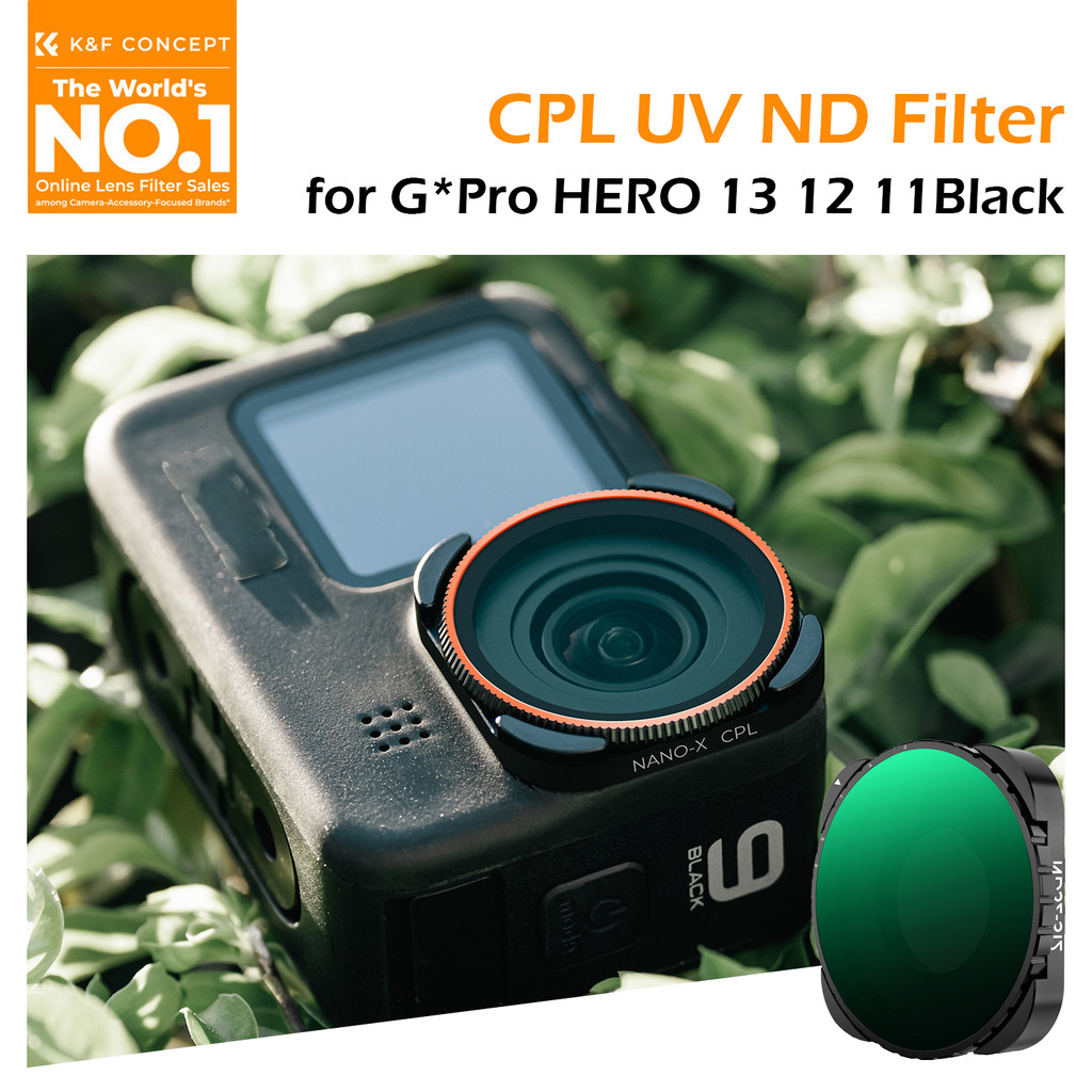Filter K&F CONCEPT CPL/UV/Variable ND 2-32/ND 32-512 untuk GoPro Hero 13 12 11 10 9, Pengurang Cahay