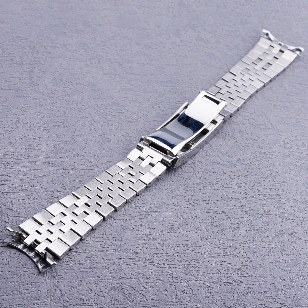 19mm Sliver Hollow Curved End Solid Screw Links Watch Band Jubilee strap For Seiko 5 SNXS73K1 SNXS75