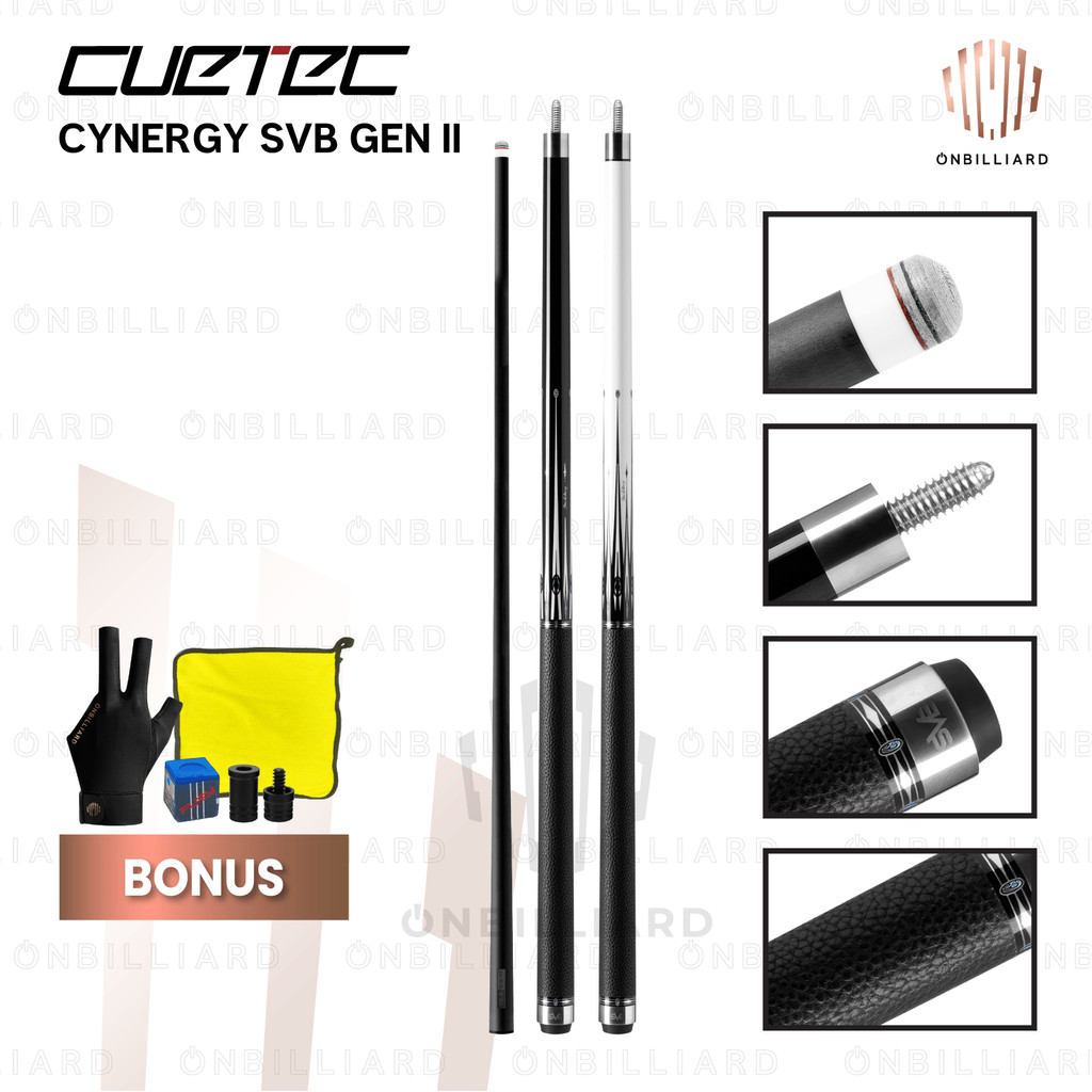 CUETEC SVB GEN 2 Black Starlight & White Pearl 12.5mm 11.8mm Stick Billiard Carbon Low Deflection Cu