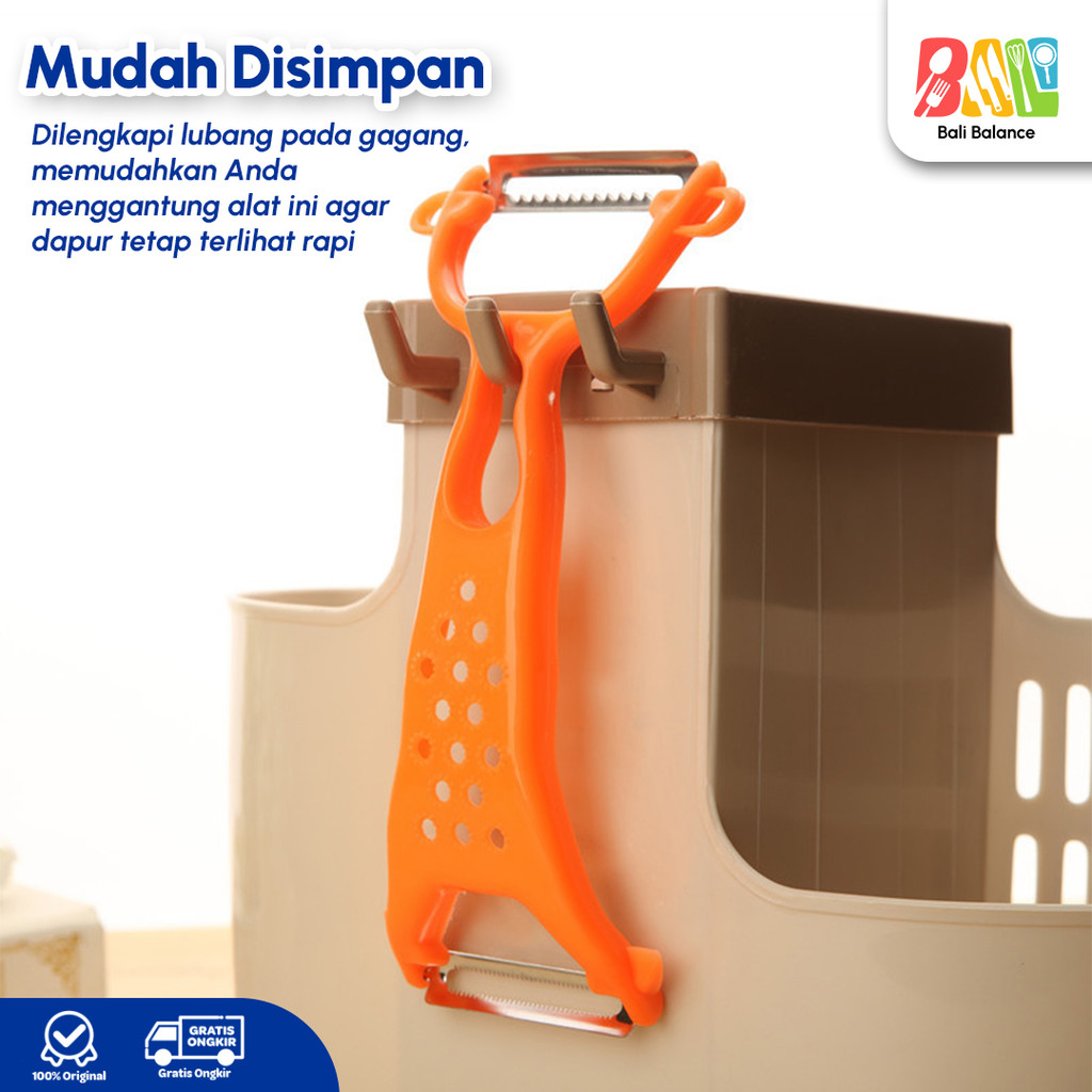 new bali balance pengupas buah & sayur stainless steel peeler tajam 2 sisi anti karat - by212