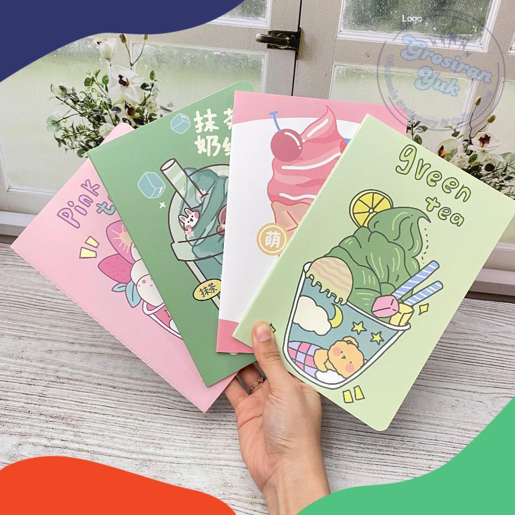 Buku Standar MINUMAN KELINCI BOBA BK-1997 Ukuran A5 Super Cute Lucu Kertas Bergaris / Buku Tulis MIN
