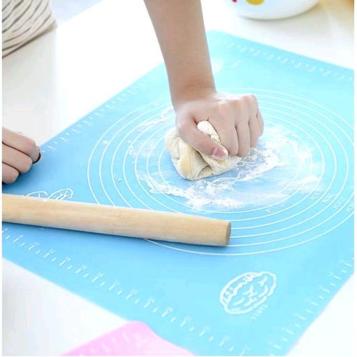 Promo Paket Combo Alas Adonan Silikon Tatakan Matras Adonan Silikon Dan Rolling pin Gilesan Murah Ki