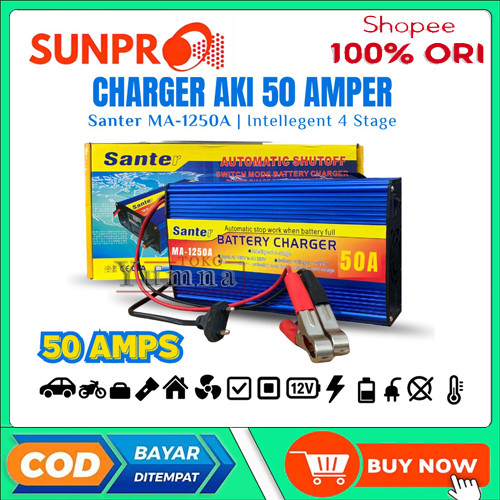 Charger Aki Otomatis Smart Intelligent Auto Repair SANTER MA-1250A charger aki mobil 12V 50 Amper - 
