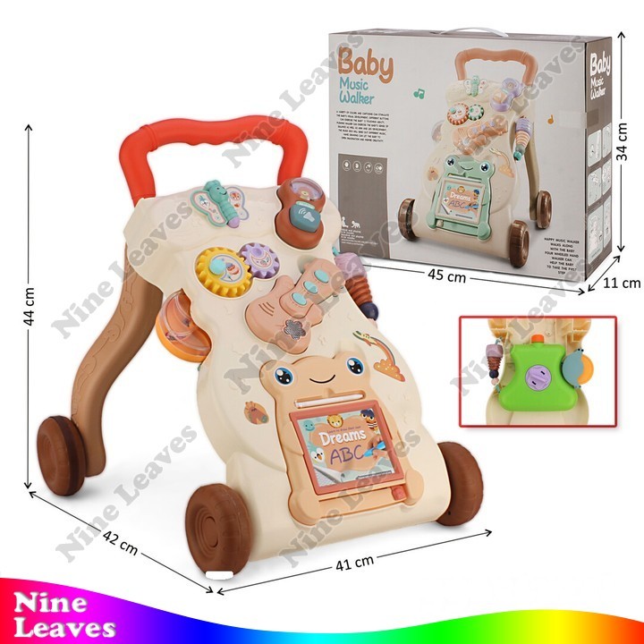 Baby Push Walker B/O Musik Suara Lampu + Gitar Piano dan Papan Tulis Baby Music Walker