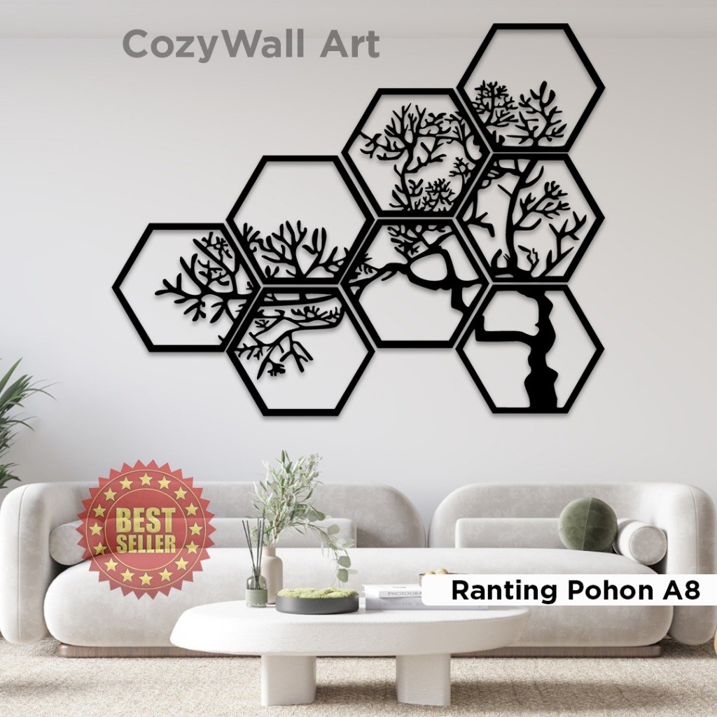 Hiasan Dinding 3D Laser Cut Kayu MDF Elegan Motif Ranting Pohon / Dekorasi dinding / Aksesoris / Gan