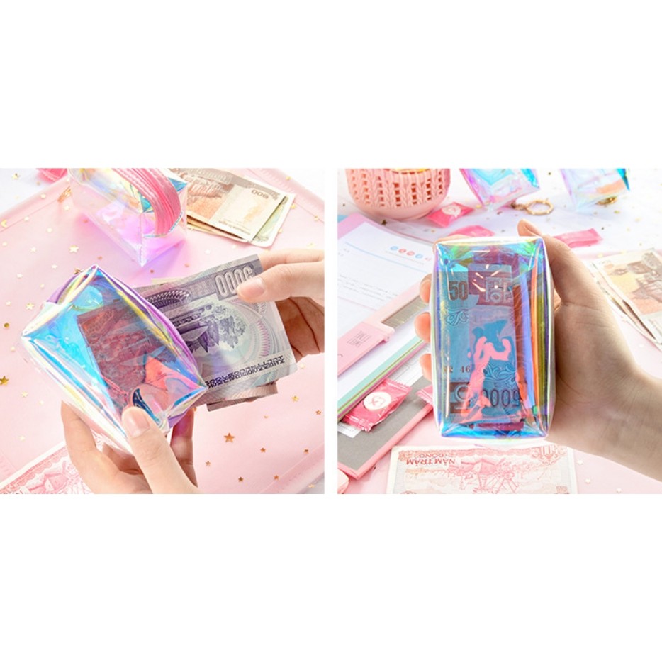 (PJ) Dompet Koin Transparan WD414 Bahan PVC Coin Purse