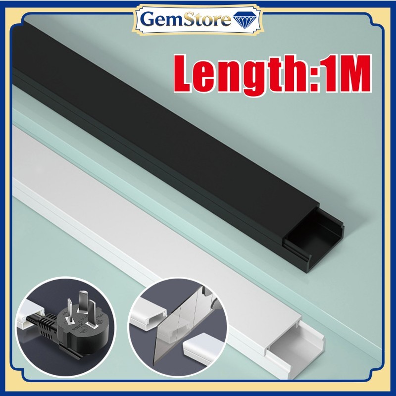 Cable Duct PVC 100CM Penutup Kabel Tempel Dinding Lantai Pelindung Listrik Ducting Kotak