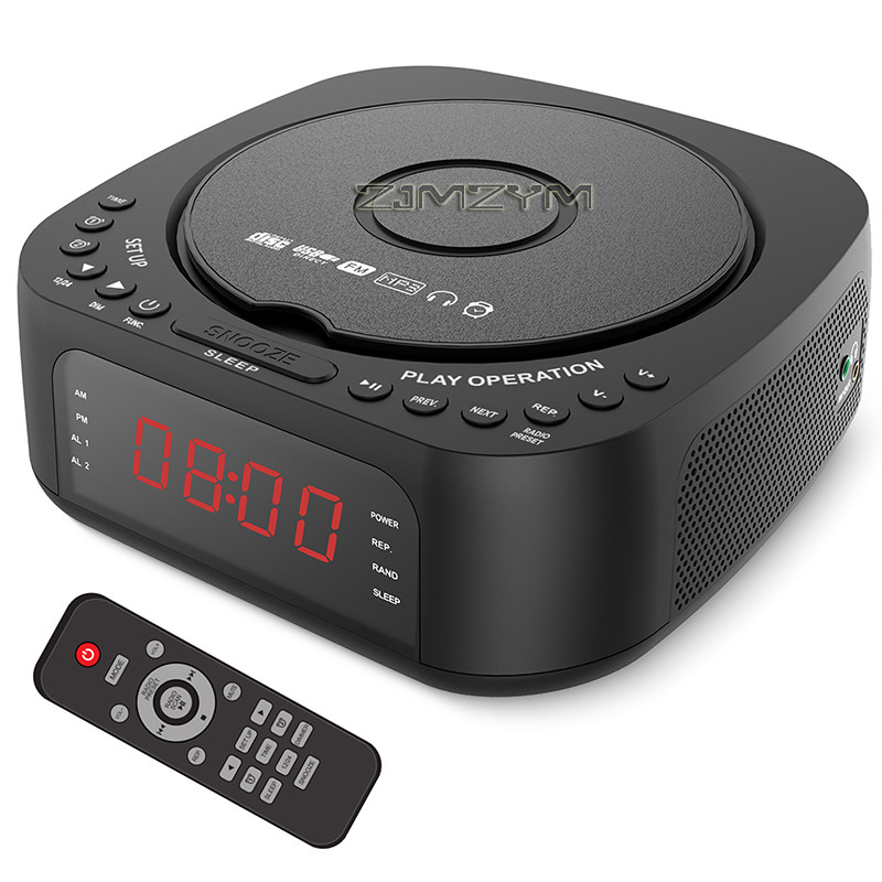 CD Player Alarm Clock with Remote Dual Alarms Bedroom FM Rao with USB Charger And mmable LED splay M