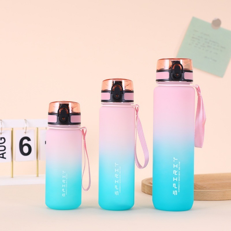 500/650/1000ML Large Capacity Sports Water Bottle Leak Proof Colorful Plastic Cup Drinking Outdoor T