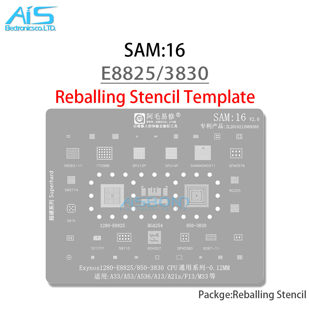BGA Reballing Stencil For Samsung A33 A53 A536 A13 A21S F13 M33 Exynos1280 E8825 Exynos850 3830 CPU 
