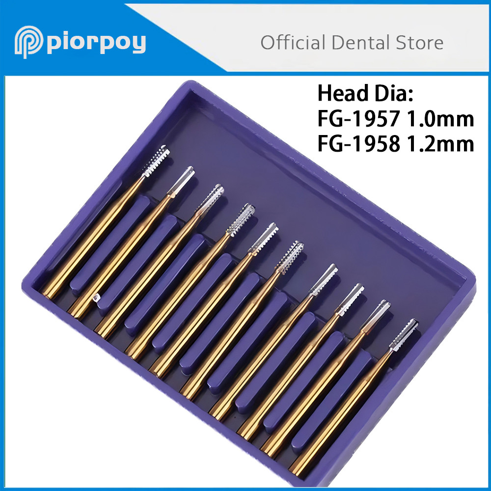 PIORPOY 10 Pcs Mata Bor Gigi Baja Tungsten Karbida Untuk Handpiece Kecepatan Tinggi FG 1987/1958 Ala