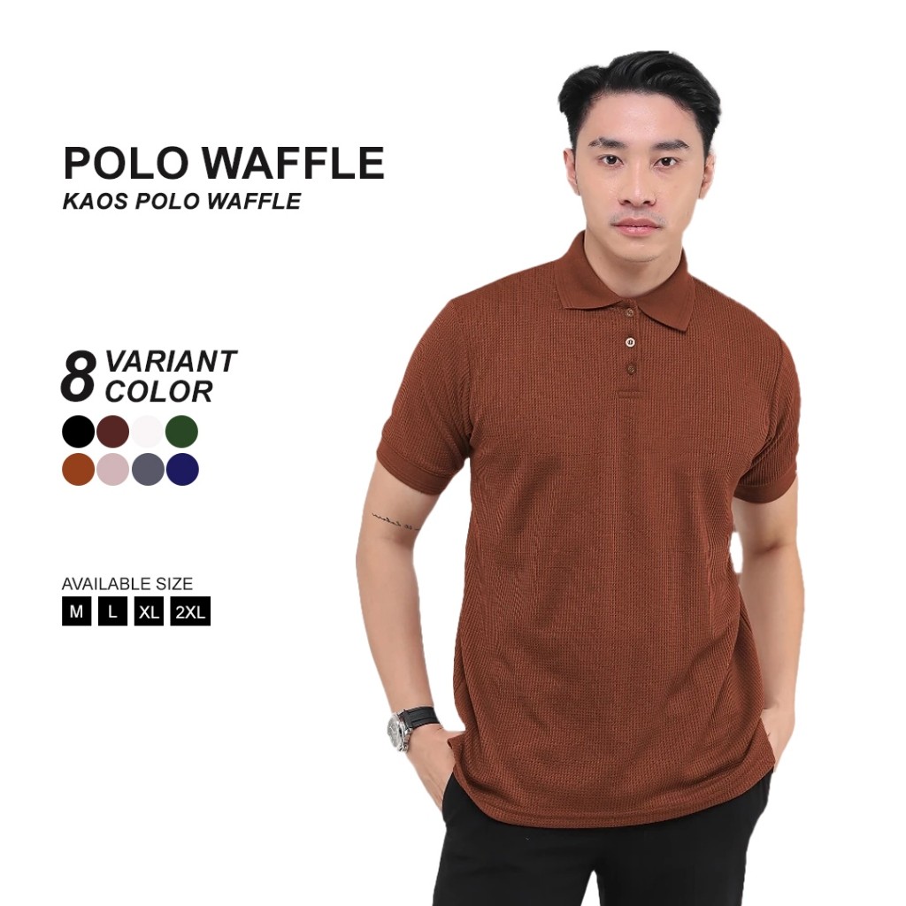 SYAZIAS BROGUY Kaos Polo Shirt Pria Waffle - Chestnut
