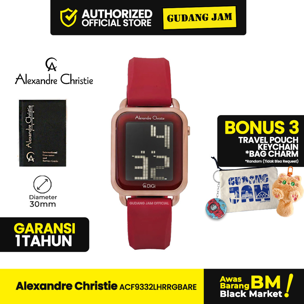 Alexandre Christie Jam Tangan Wanita AC 9332 LHRRGBARE Digital Rubber Strap