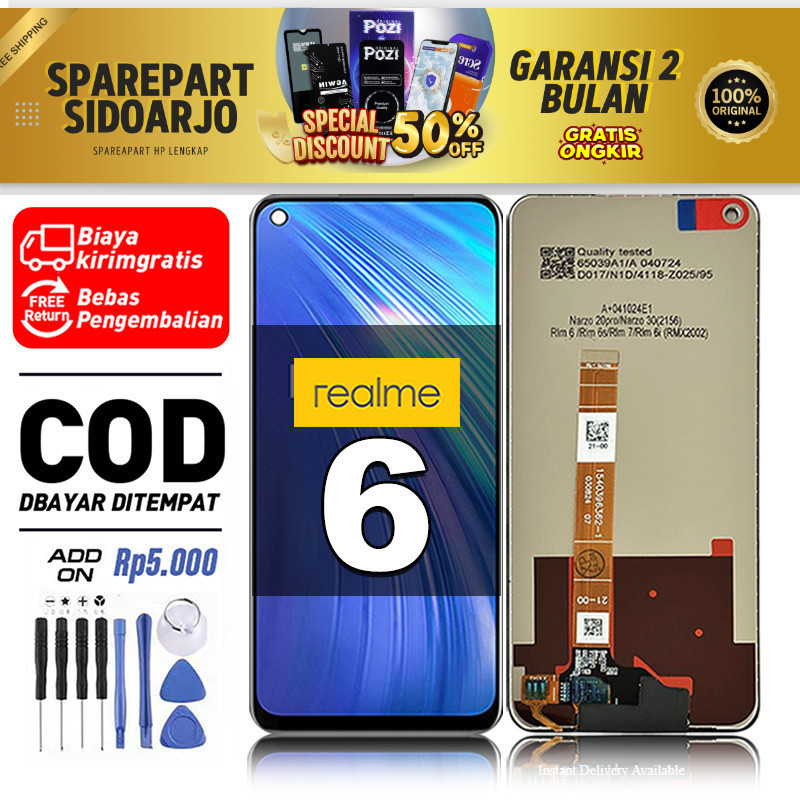 LCD Realme 6 Touchscreen Fullset-Original Compatible For Glass Touch Screen Digitizer ori-asli COD D