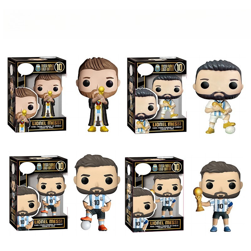 New Funko POP figurine Messi Black Gold Etion, Messi World Cup Trophy Etion Argentina team jersey co