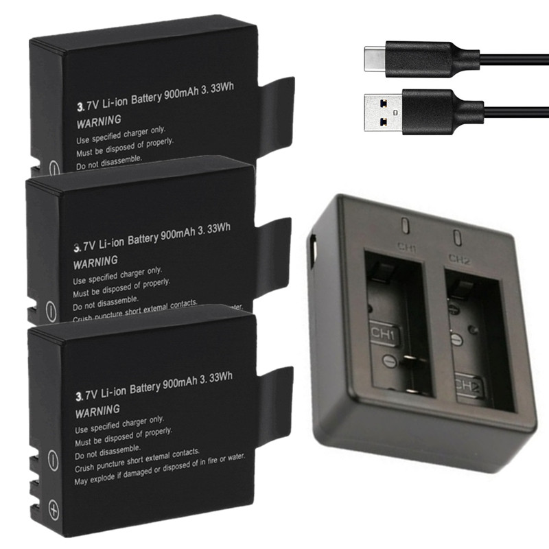 3.7V 900mAh SJ4000 Camera Battery + Charger for SJCAM SJ4000 SJ5000 SJ6000 SJ7000 SJ8000 M10 Sports 