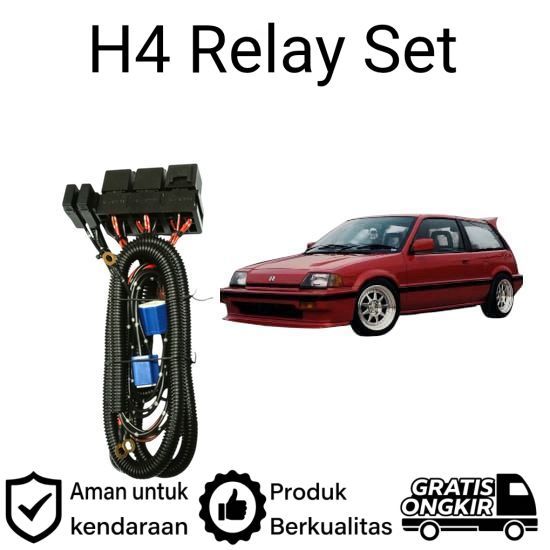 AM Relay Set Lampu Utama LED H4  Mobil Honda Civic Wonder