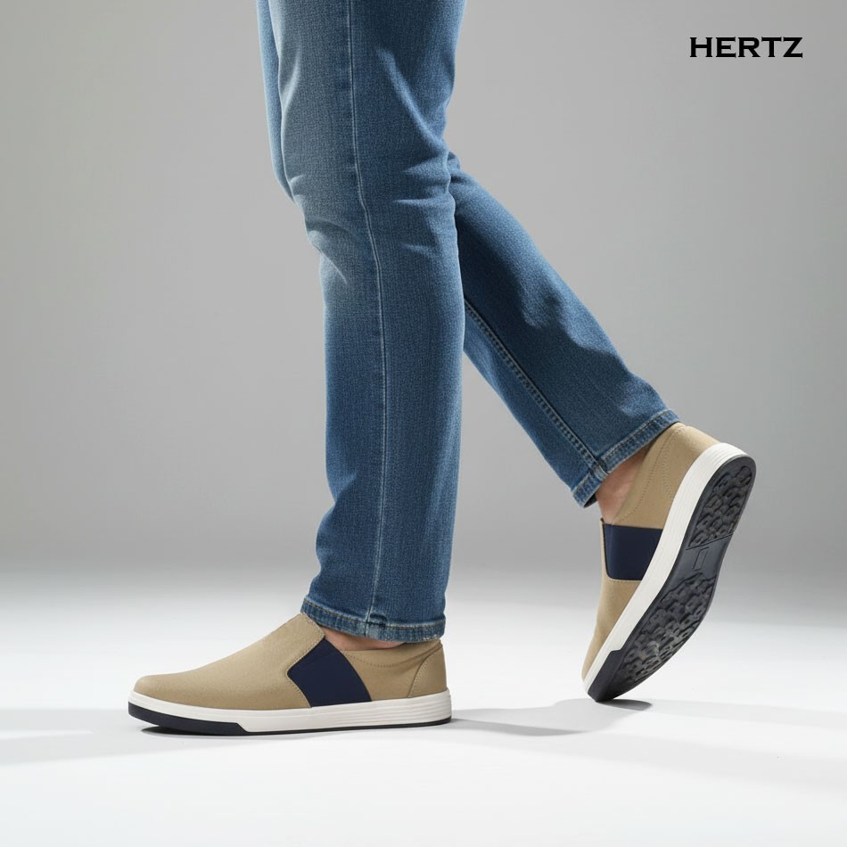 Sepatu Slip On Pria H 4991 Brand Hertz Sepatu Casual Santai Berkualitas Warna Krem