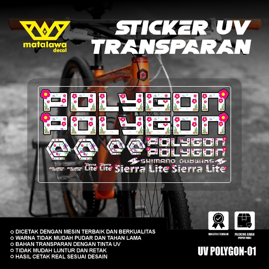 UV Stiker POLYGON Decal PREMIUM Sierra lite TRANSPARAN POLET Sepeda MTB Bike Kalcer SET 01