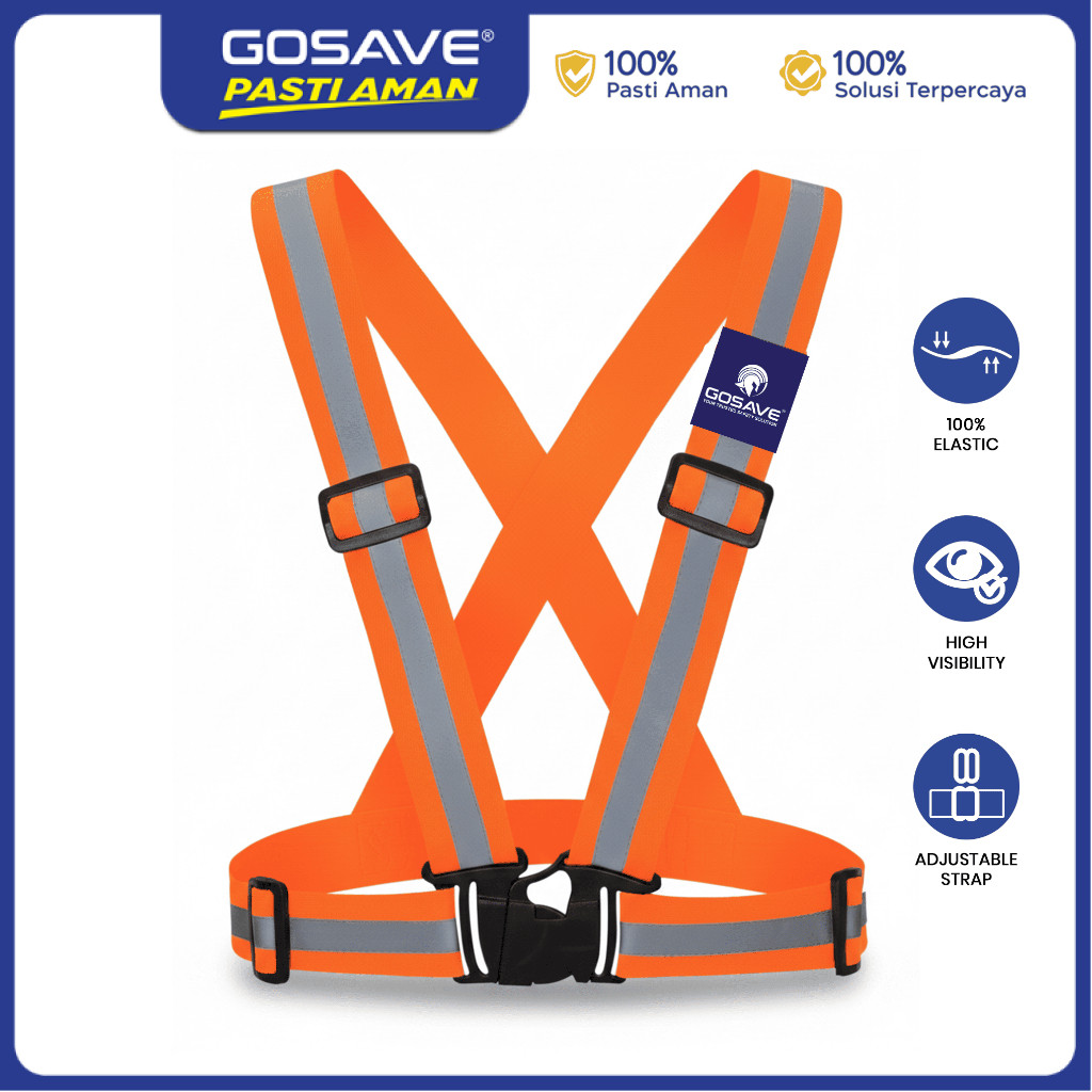 GOSAVE Rompi Safety Karet Elastis Safety Vest Elastic High Visibility Scotlight Untuk Kerja Lapangan