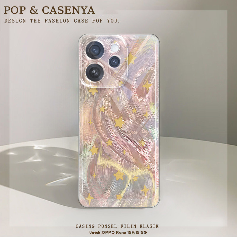 Bintang Bulu Berwarna-warni Untuk Terbaru Case Hp OPPO Reno 15F 15 5G Soft Casing OPPO Reno 15F 15 5