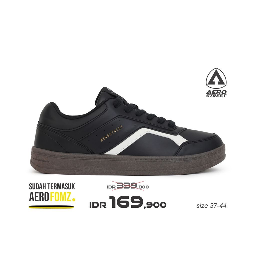 Aerostreet 37-44 Diego Coklat Tua Hitam Hitam - Sepatu Sneakers Casual Pria Wanita