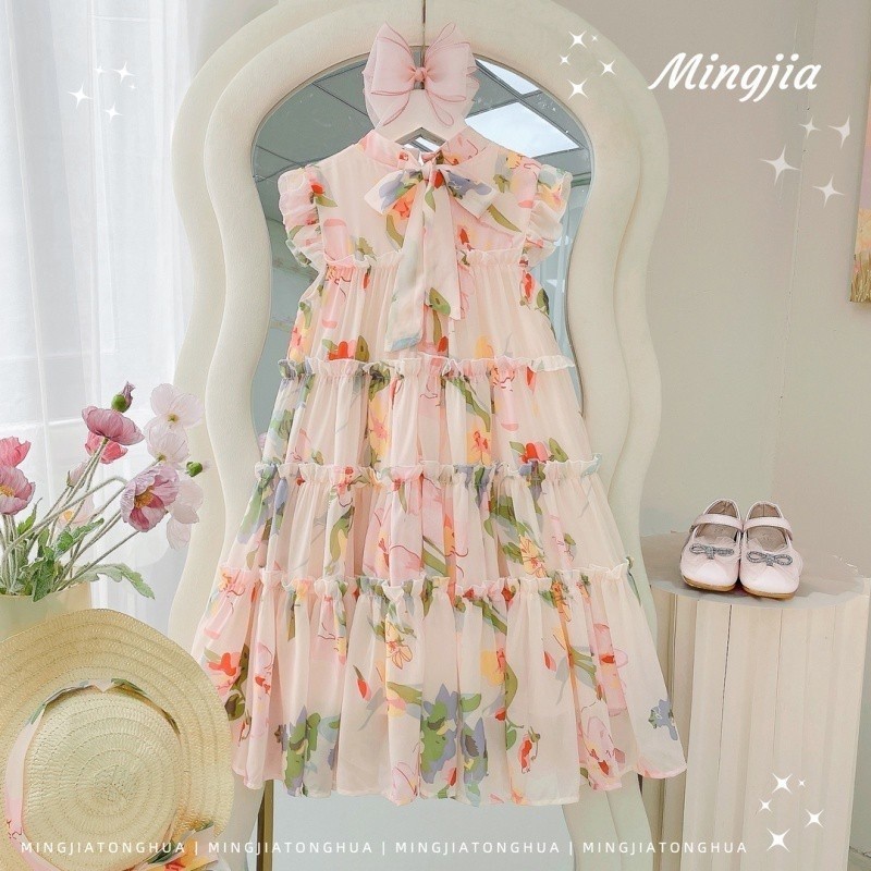 KEENAN [KIDSFO-39] Dress Anak Perempuan Bunga Sifon Fashion Korea