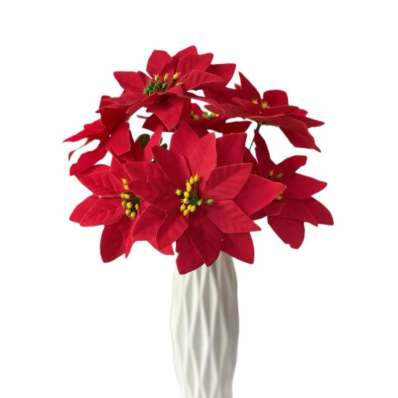 Bunga ponsentia kastuba merah palsu artifical hiasan dekorasi buket natal