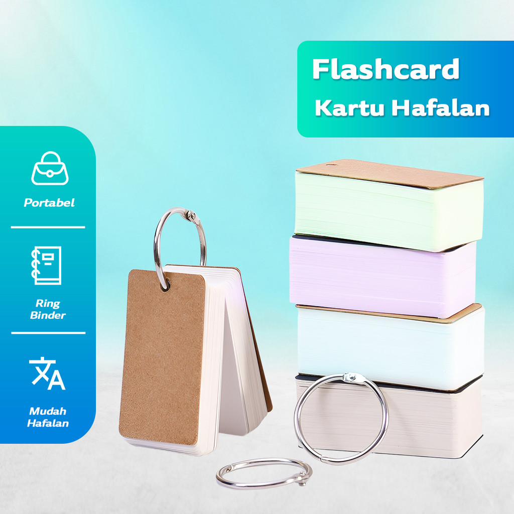 50 Lembar Flash Card Polos Memo Ring Besar Edukasi Belajar Anak Berkualitas
