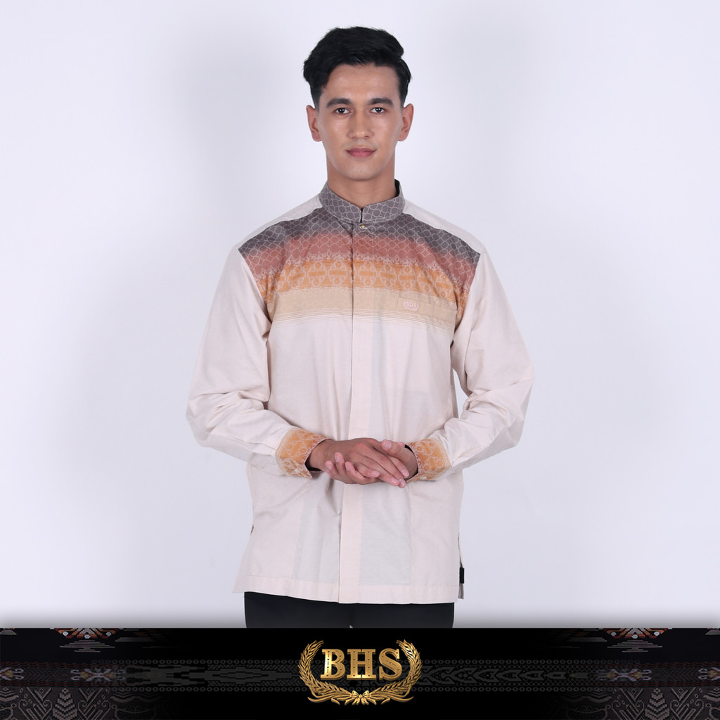 Baju Koko BHS Masterpiece Motif Utsman Light Brown