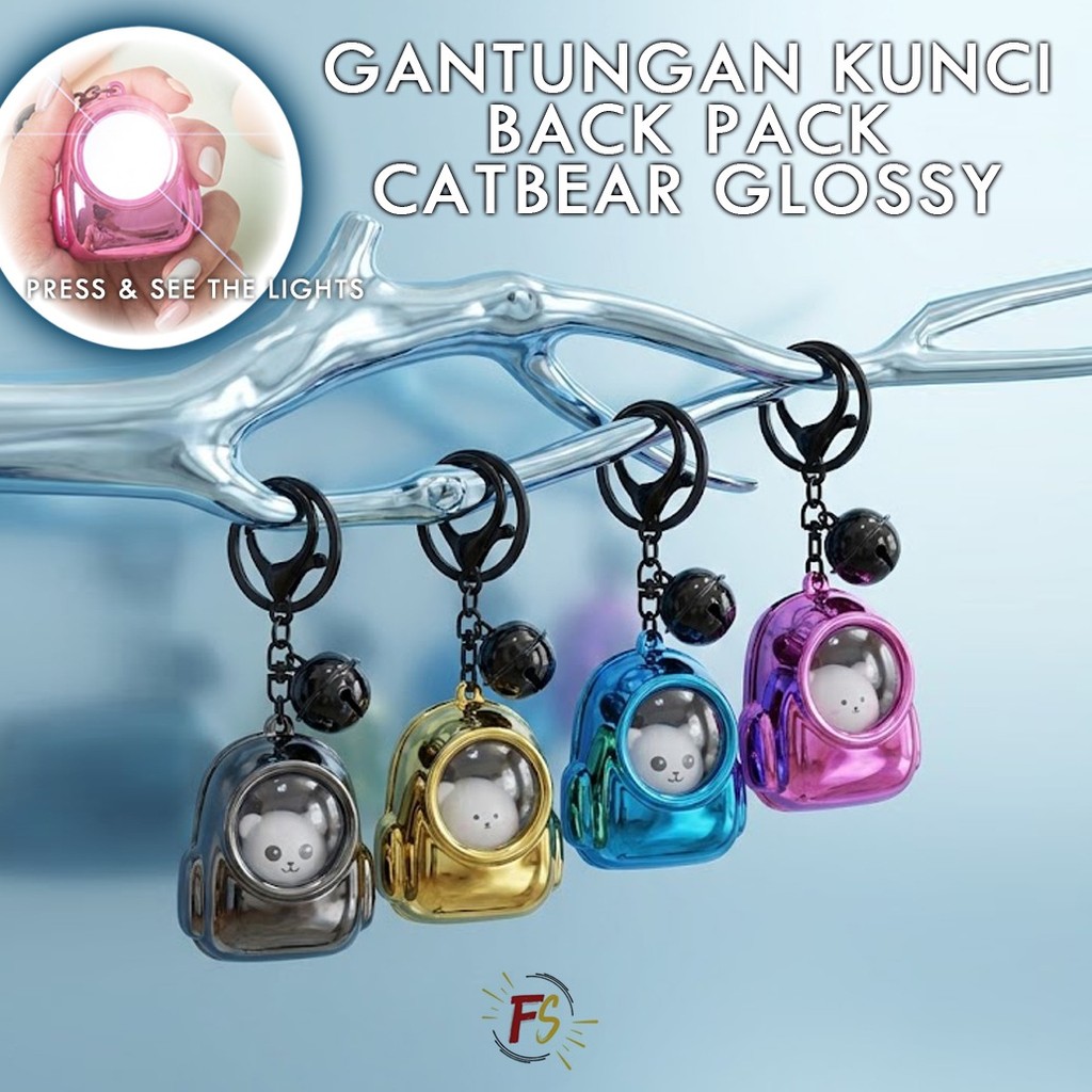 FS Gantungan Kunci Backpack Cat Bear Glossy /Gantungan Tas 3D