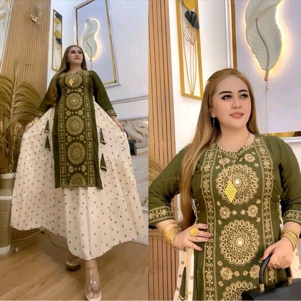 Baju Gamis Wanita Hindi Lidah Kepiga Rayon Premium Tali Samping Bawah Rempel Mayung