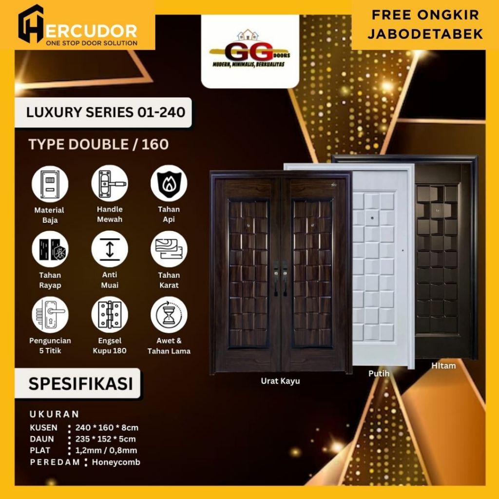 GG LUXURY-240 DD - Pintu Utama Baja Premium GG Luxury - Double 150x240
