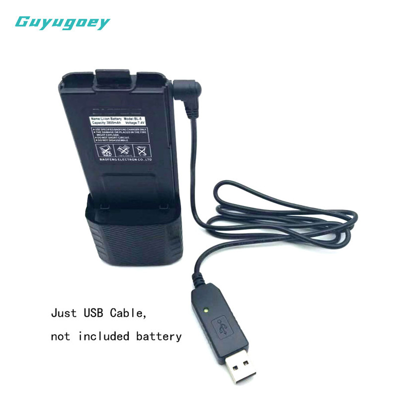 UV-5R USB Charger Cable with Led Incator Light for BaoFeng UV5RE 3800mAh Extend Battery UVB2 BF-UVB3