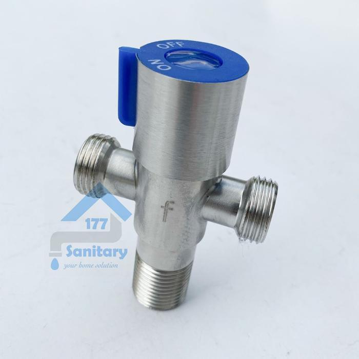 Stop Kran air Cabang T Murah stainless 20152- Kran air Shower keran Tee Double Cabang Mumer stenlis