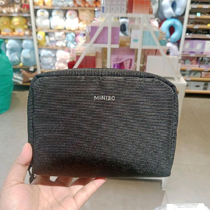 MINISO Unisex Multifunctional Storage Bag (Gray & Black) -  TAS KOSMETIK SERBAGUNA POUCH - Black