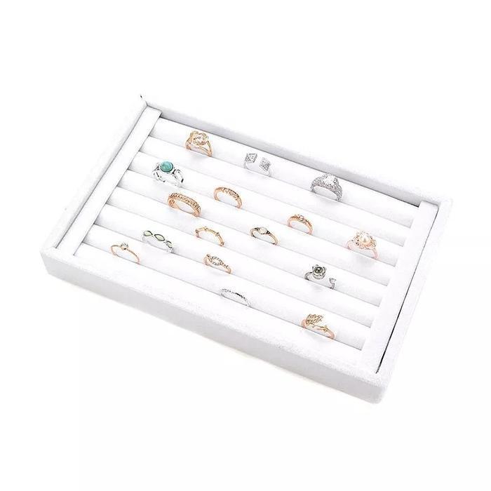 Promo Promo Promo Display Tempat Cincin Nampan display cincin bludru Terbaru - PUTIH, kecilOri