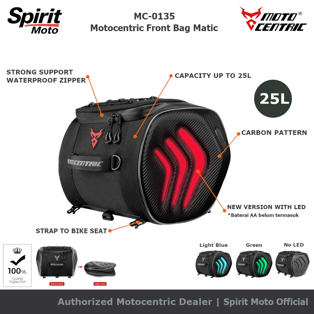 Motocentric Soft Front Bag and Tail Bag for Matic Bike | Tas Depan Motor Matic Touring Multifungsi T
