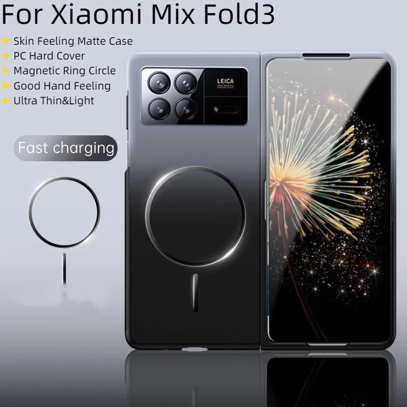 Untuk Xiaomi Mix Fold 3 MixFold3 Kasus Mewah Gradien Warna Kulit Rasa Matte PC Keras Magnetik Flip P