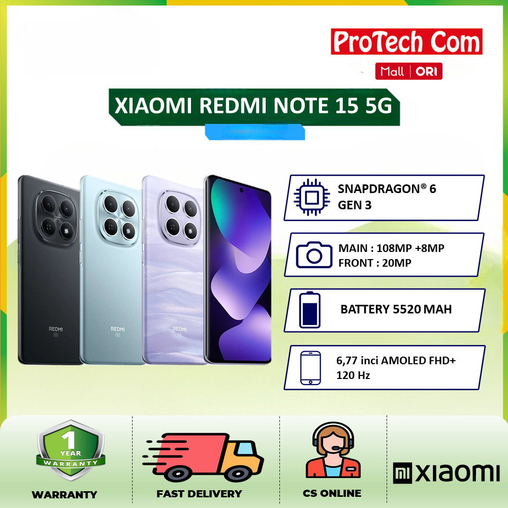 XIAOMI REDMI NOTE 15 5G [8GB/256GB] [12GB/512GB] GARANSI RESMI